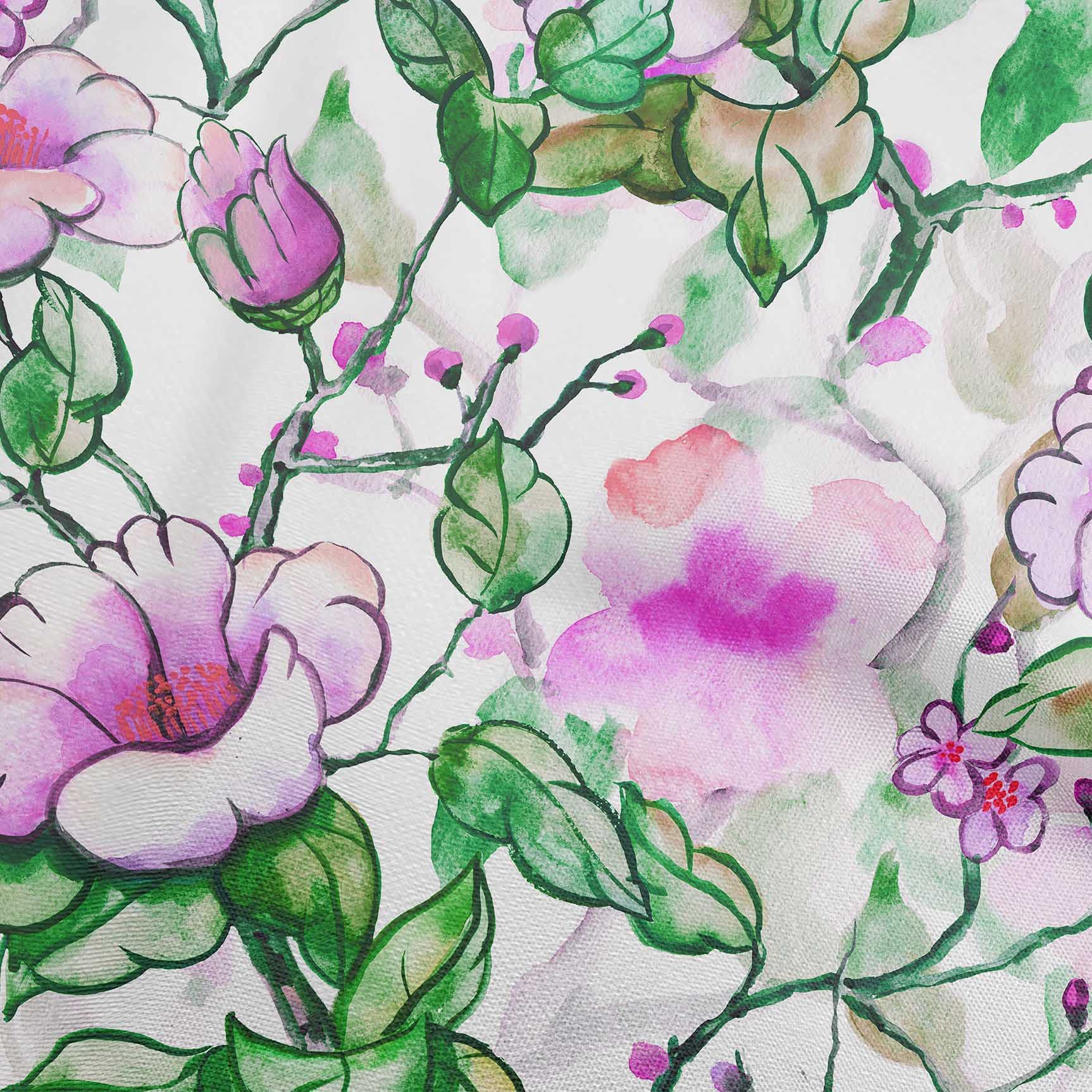 oneOone Cotton Poplin Twill Fuchsia Pink Floral Print Fabric by The Yard - 56 Inch Wide Dress Material for Summer Dresses, Skirts & DIY Sewing Projects