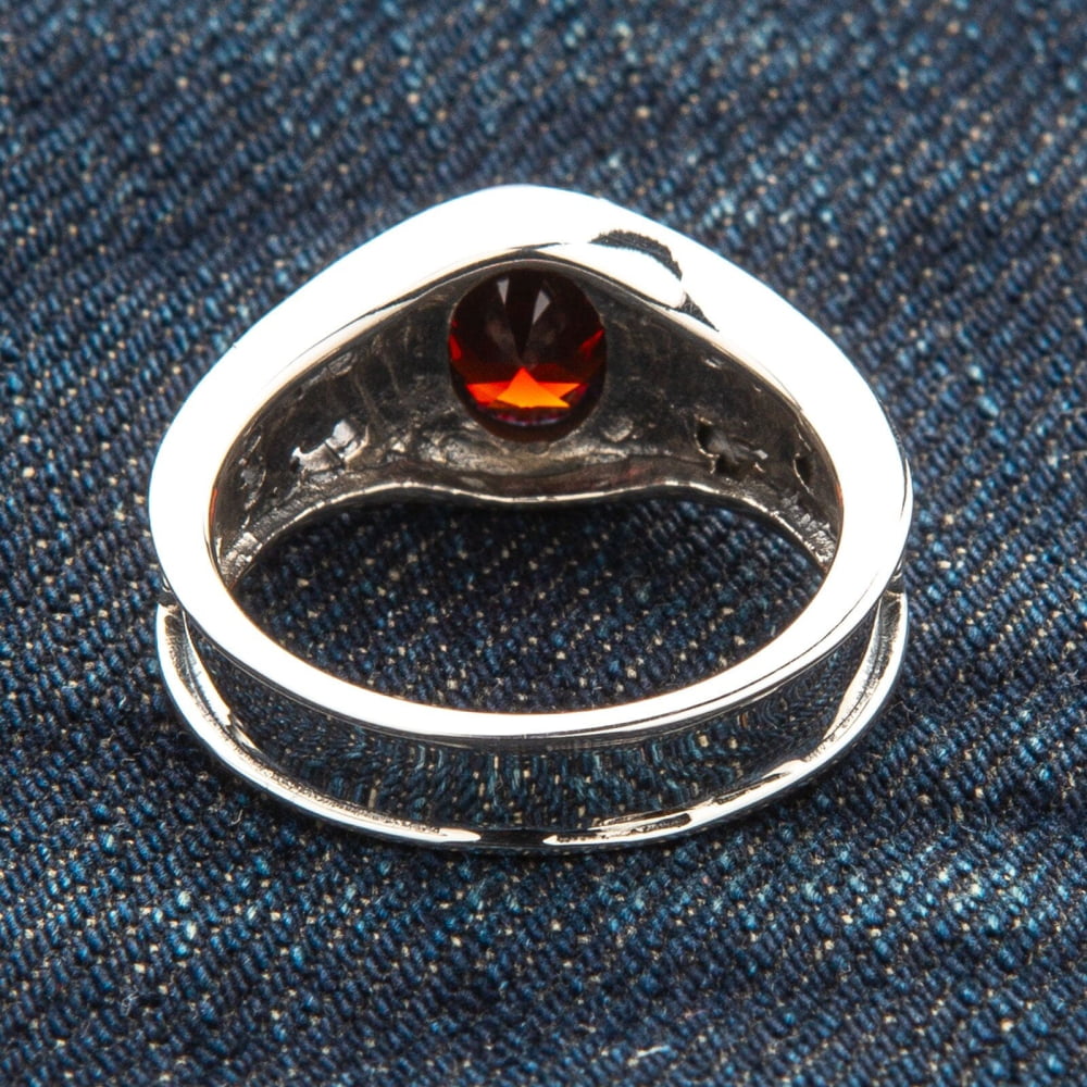 Garnet Fleur De Lis Sterling Silver Gothic Band Ring for Women – Elegant Vintage Jewelry for Weddings, Parties & Everyday Wear