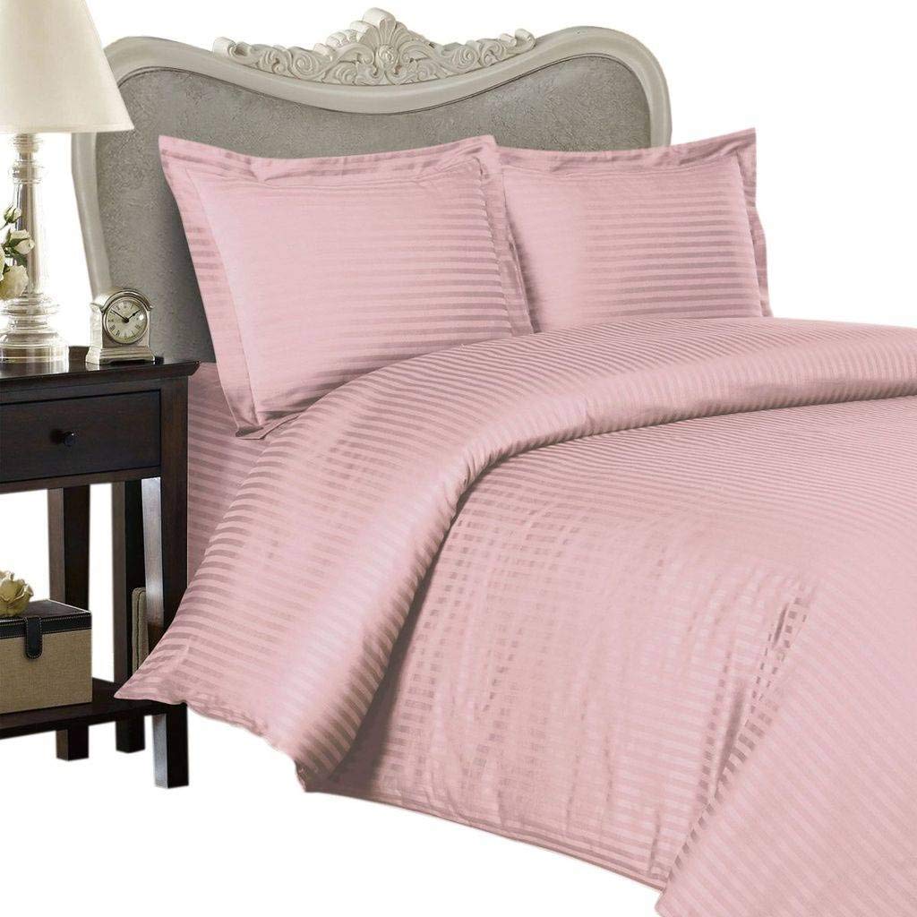 7-Piece Italian 1200 Thread Count Egyptian Cotton Bedding Set - Includes Sheet Set & Duvet Cover, California King Size, Pink Stripe Design, Premium Italian Finish for Luxurious Comfort | Perfect for Master Bedrooms, Guest Rooms & Hotel Style Decor