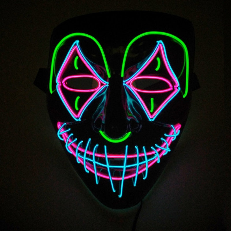 Glowing LED Halloween Mask for Adults - Scary Light Up Face Mask for Costume Parties & Trick or Treat - Perfect for Spooky Night Events & Haunted House Decor