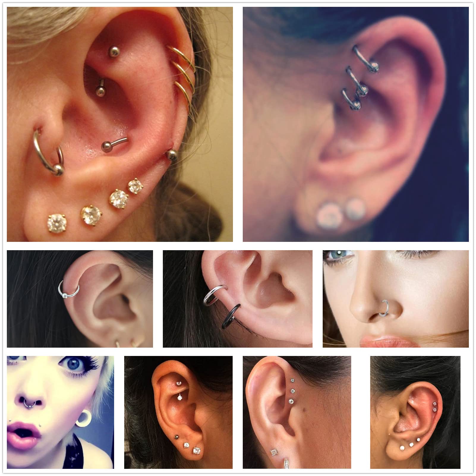 JIESIBAO Professional Nose Piercing Kit - 18G Disposable Self Piercing Gun with Surgical Steel CZ Nose Rings & Screw Studs - Safe DIY Nose Piercing Tool for Home Use, Parties, and Body Jewelry Enthusiasts