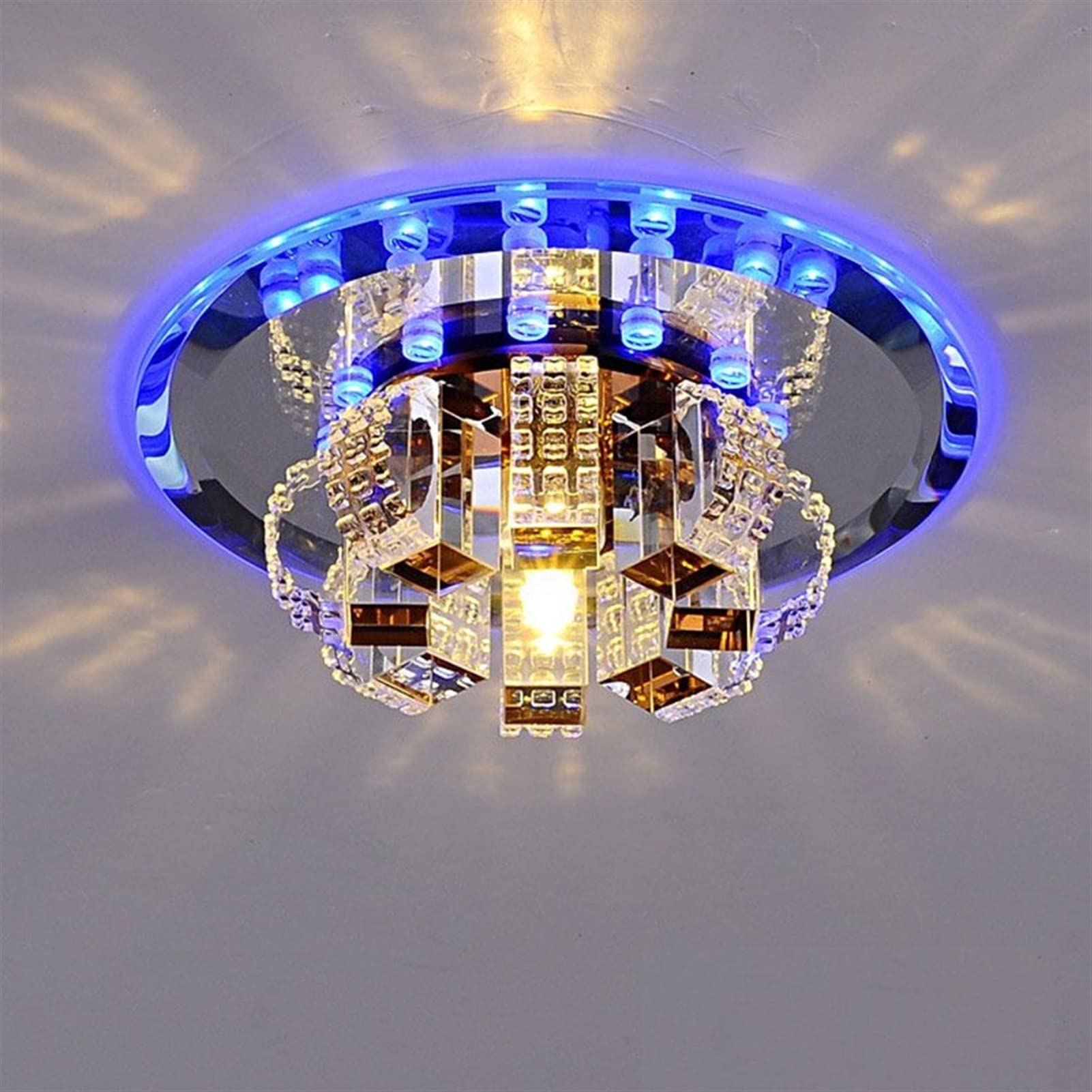Modern Crystal LED Ceiling Light Fixture - Dimmable Flush Mount Lighting for Bedroom, Kitchen, Hallway & Living Room | Energy Efficient Home Decor with Easy Hole Installation (Warm White) - Perfect for Creating Ambient Lighting in Apartments and Houses