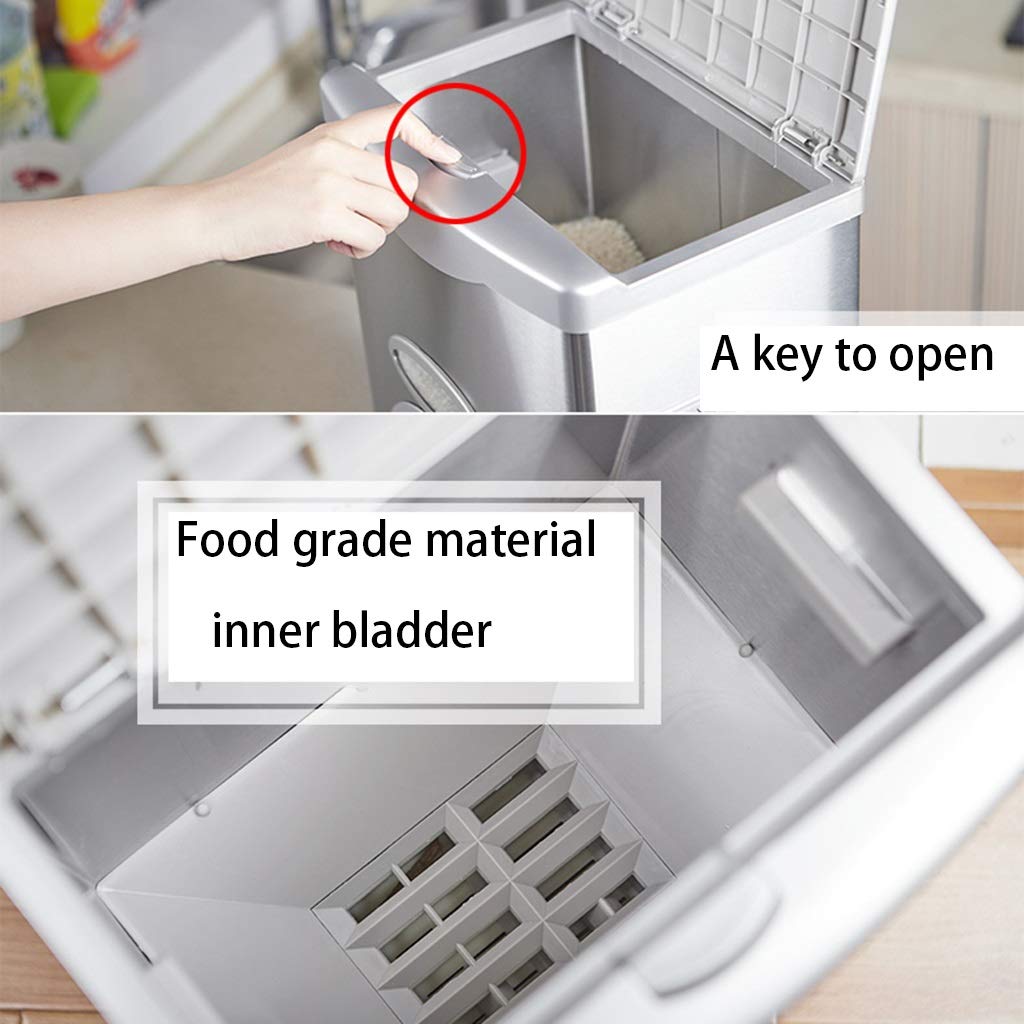 Premium Stainless Steel Rice Dispenser - 20KG/44LB Automatic Food Storage Container for Kitchen Pantry Organization | Airtight & Durable Design for Rice, Grains, Cereal | Perfect for Restaurants, Cafes & Home Use