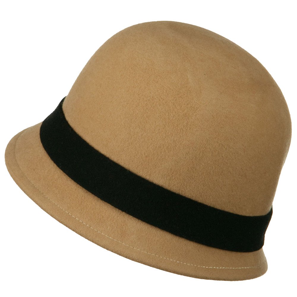 Wool Felt Cloche Hat with Floral Detail for Winter Fashion