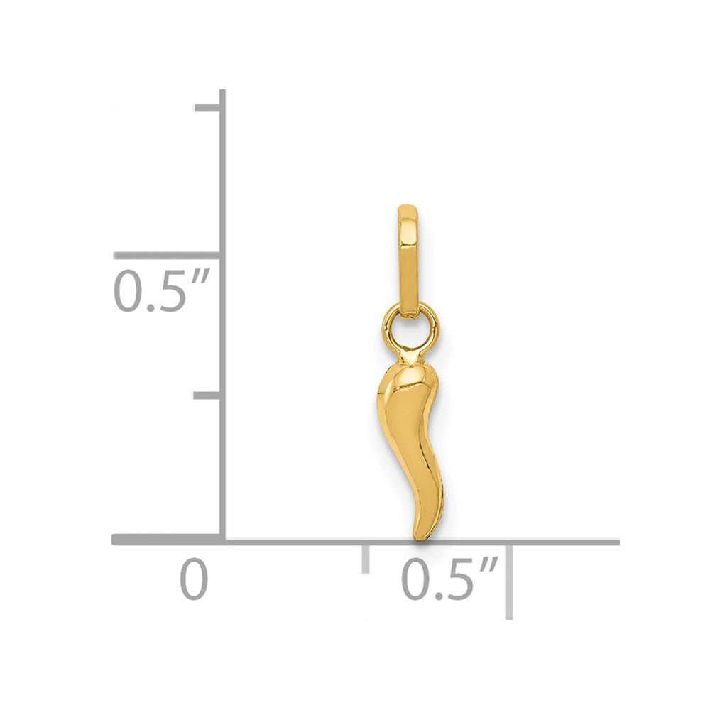 3D Italian Horn Charm in Gold - Extra Small Size (Model XCH117) | Perfect for Necklaces, Bracelets & Good Luck Jewelry Gifts