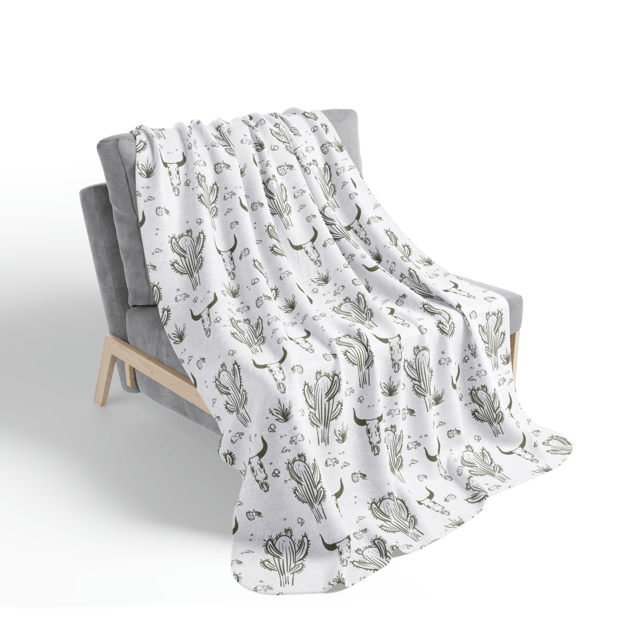 Soft Midwestern Cacti Fleece Sherpa Throw Blanket - Cozy Winter Bedding for Couch, Sofa & Travel - Perfect Gift for Home Decor