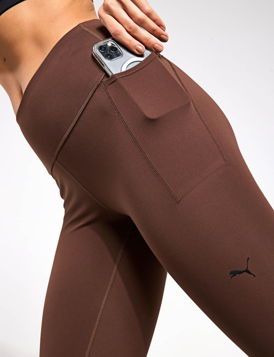 Cloudspun High Waisted Full Length Tights for Women - Soft Comfortable Yoga Pants in Espresso Brown - Perfect for Workouts, Lounge & Everyday Wear