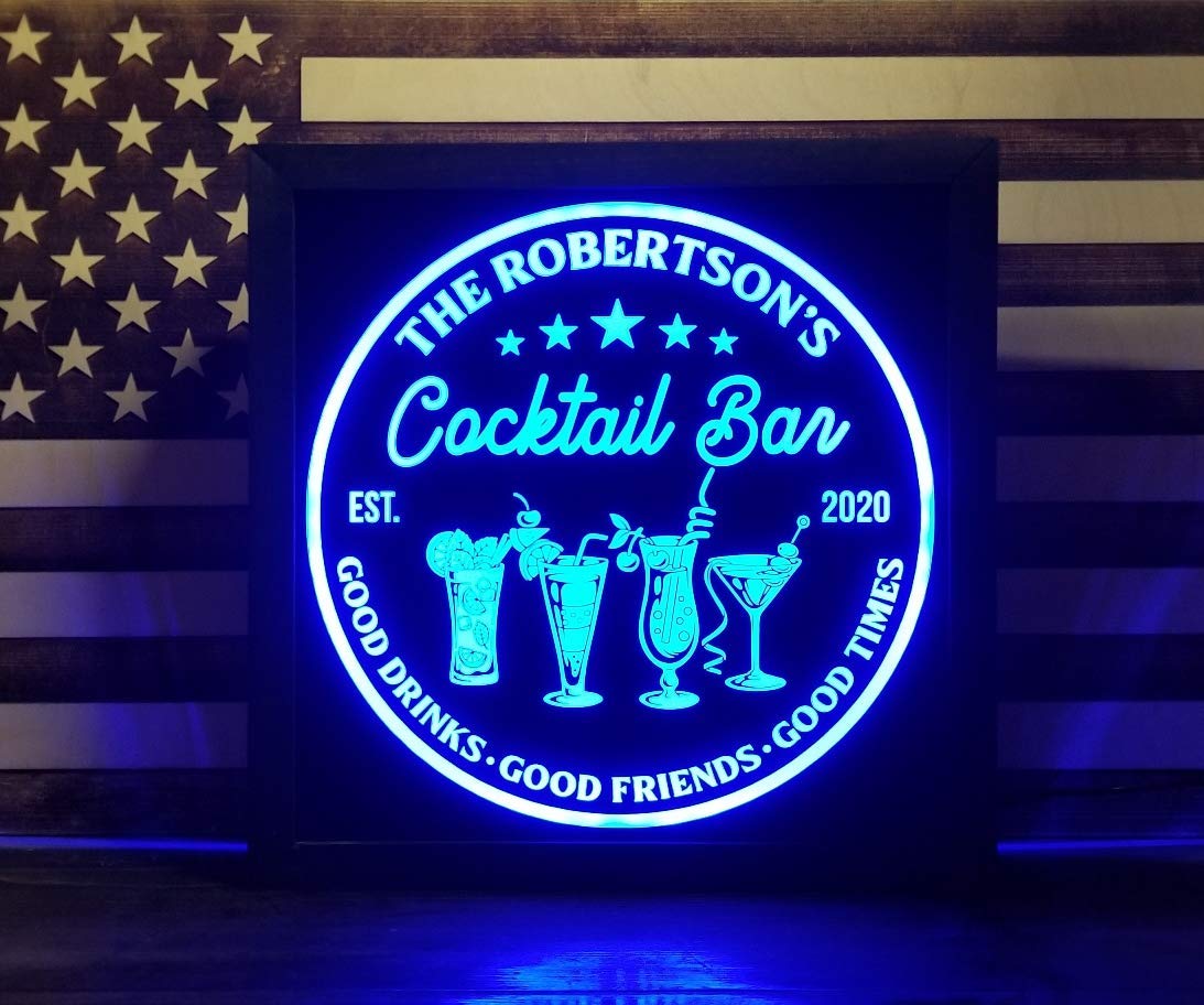 LED Whiskey & Cocktail Bar Sign - Unique Drink Glass Wall Art Light for Home Bars, Pubs & Game Rooms - Perfect Decor for Parties & Beverage Lovers - Durable & Energy Efficient LED Lighting for Nighttime Ambiance