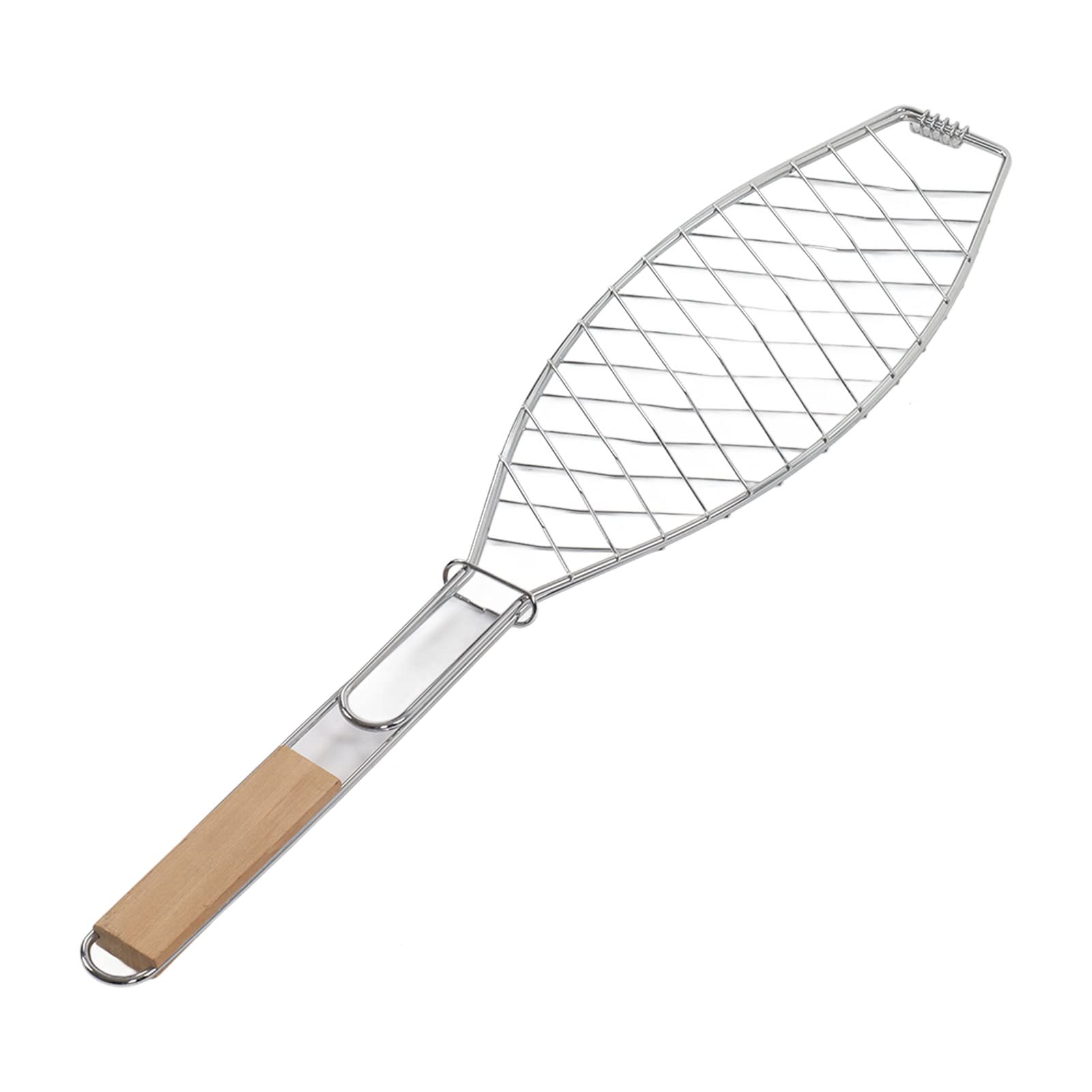 Stainless Steel BBQ Grill Basket for Fish & Vegetables - Compact & Easy to Store with Handle - Perfect for Outdoor Camping, Picnics & Backyard Barbecues