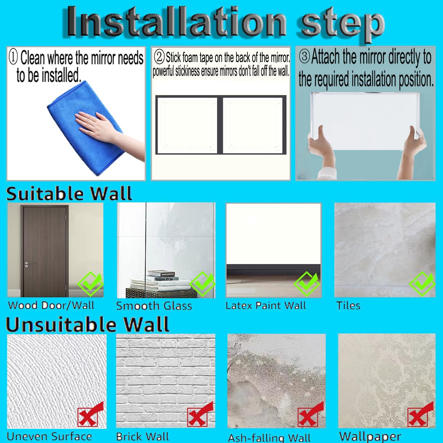 Peel and Stick Beveled Mirror Glass Tiles - 2.5x1 Inch Self-Adhesive Backsplash Tiles for Kitchen & Bathroom Wall Decor - Set of 32 Mirror Mosaic Strips - Perfect for Accent Walls, Vanity Areas, and DIY Home Improvement Projects