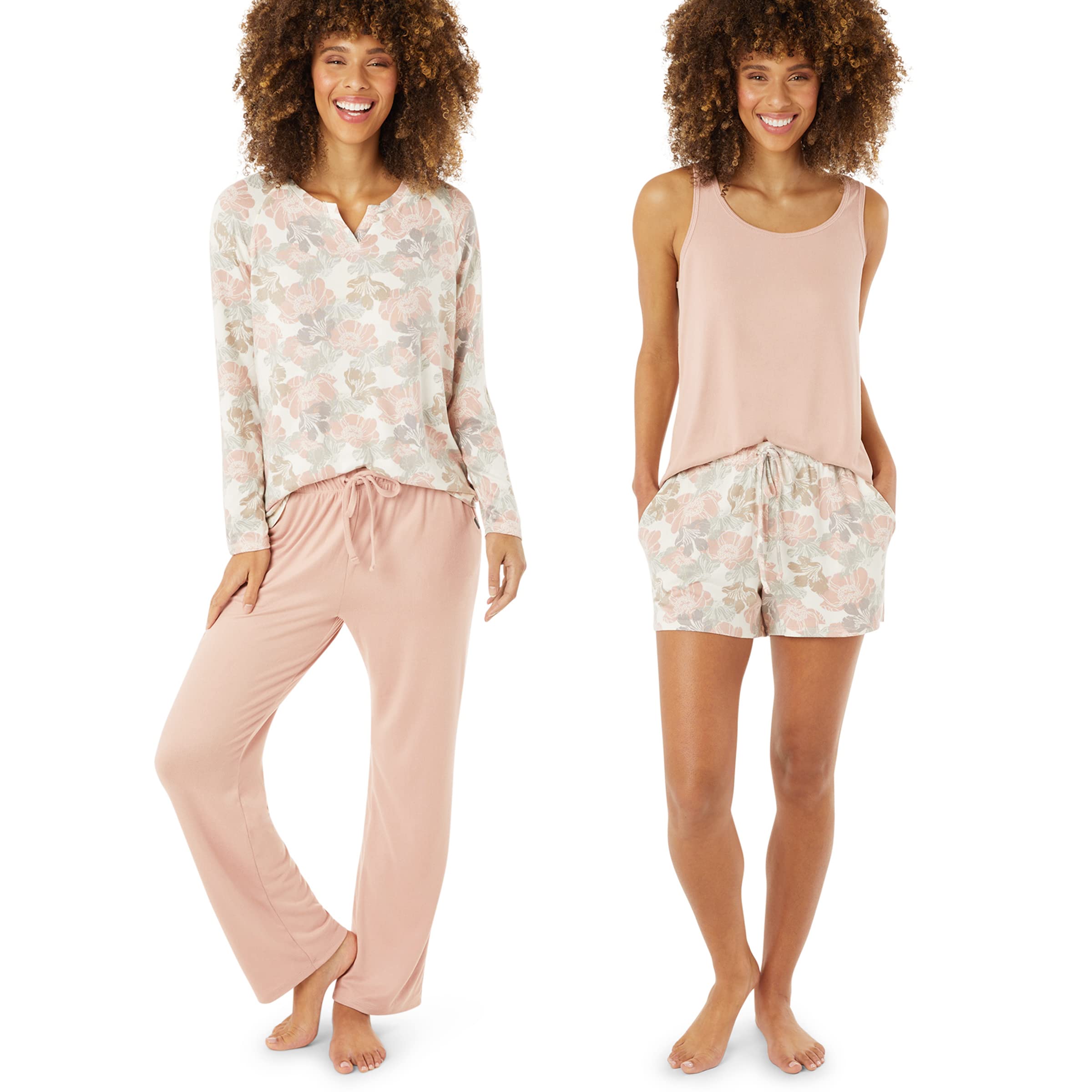 Eddie Bauer Women's 4-Piece Pajama Set - Long Sleeve Crewneck Top & Jogger Pants - Soft Cotton Sleepwear for Lounge & Bedtime - Perfect for Relaxing at Home or Gift Giving