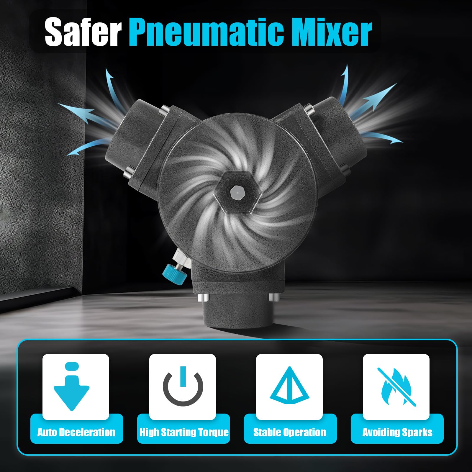 50 Gallon Pneumatic Bracket Mixer 1/2HP - Automatic Paint Stirring Machine with Blade - Hand-Held Air Agitator for Paint, Ink & Barrel Mixing - Perfect for Industrial, Automotive & DIY Projects