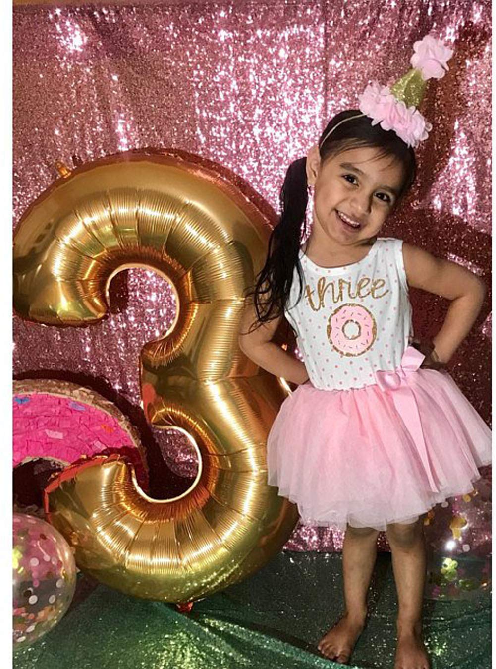 Pink Striped Tutu Dress Outfit for Newborn Baby Girls - 2Pcs Set with Headband, First Birthday & Casual Wear, Donut Print Design - Perfect for Photoshoots, Parties & Everyday Playtime