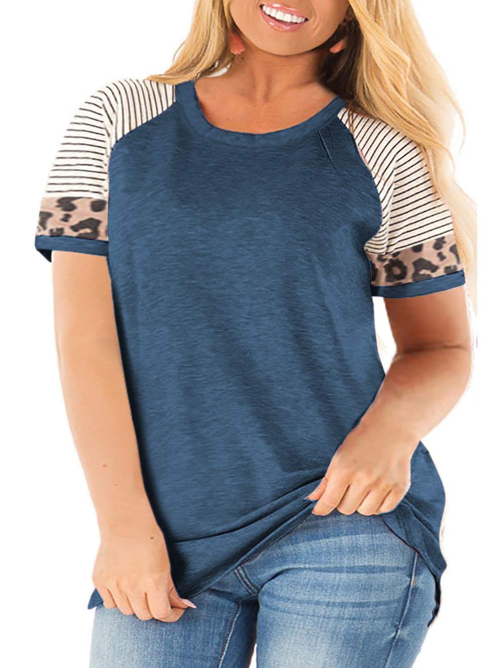 AURISSY Women's Plus Size Summer V Neck T-Shirts - Short Sleeve Casual Tees for Women - Perfect for Beach, Vacation & Everyday Wear