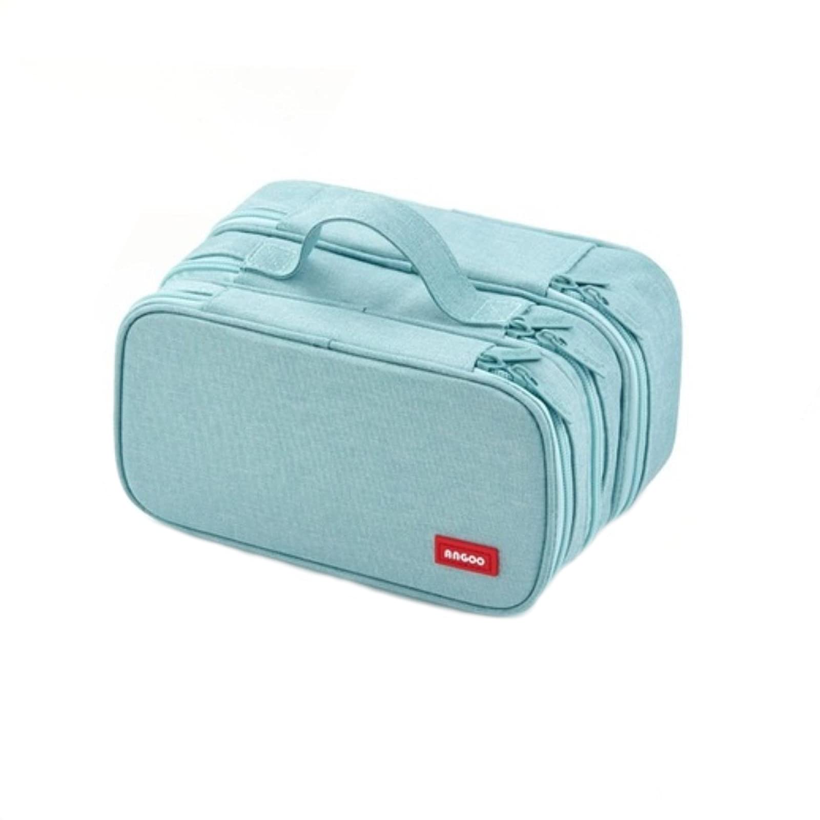 FCHMY 3-Layer Pencil Case with Large Handle - Multi-Compartment School Supply Organizer for Pens, Pencils & Stationery - Travel-Friendly Storage Pouch (Green, 22.5x14.5x12cm) - Perfect for Students, Office & Backpack Organization