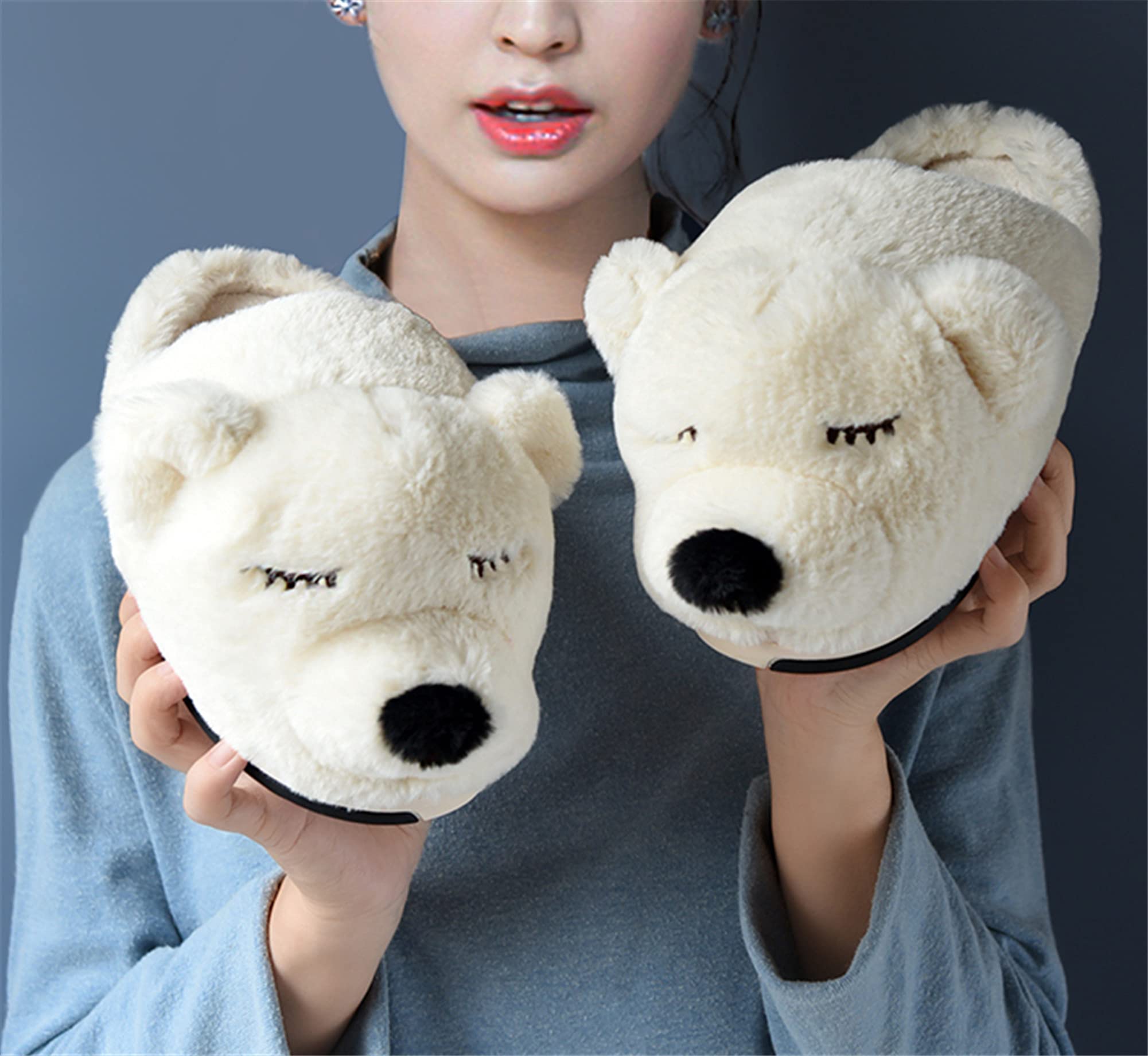 LANFIRE Women's Bear Slippers - Cozy Fuzzy Animal House Shoes, Soft Plush Winter Warm Slippers for Indoor Comfort (Perfect for Home, Lounge & Gift Giving)