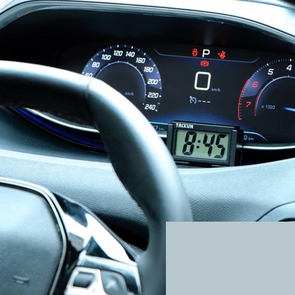 Black Mini Car Clock - Digital Dashboard Clock with Self-Adhesive Bracket for Cars, Trucks & Motorcycles | Compact Auto Accessory for Easy Time Tracking While Driving