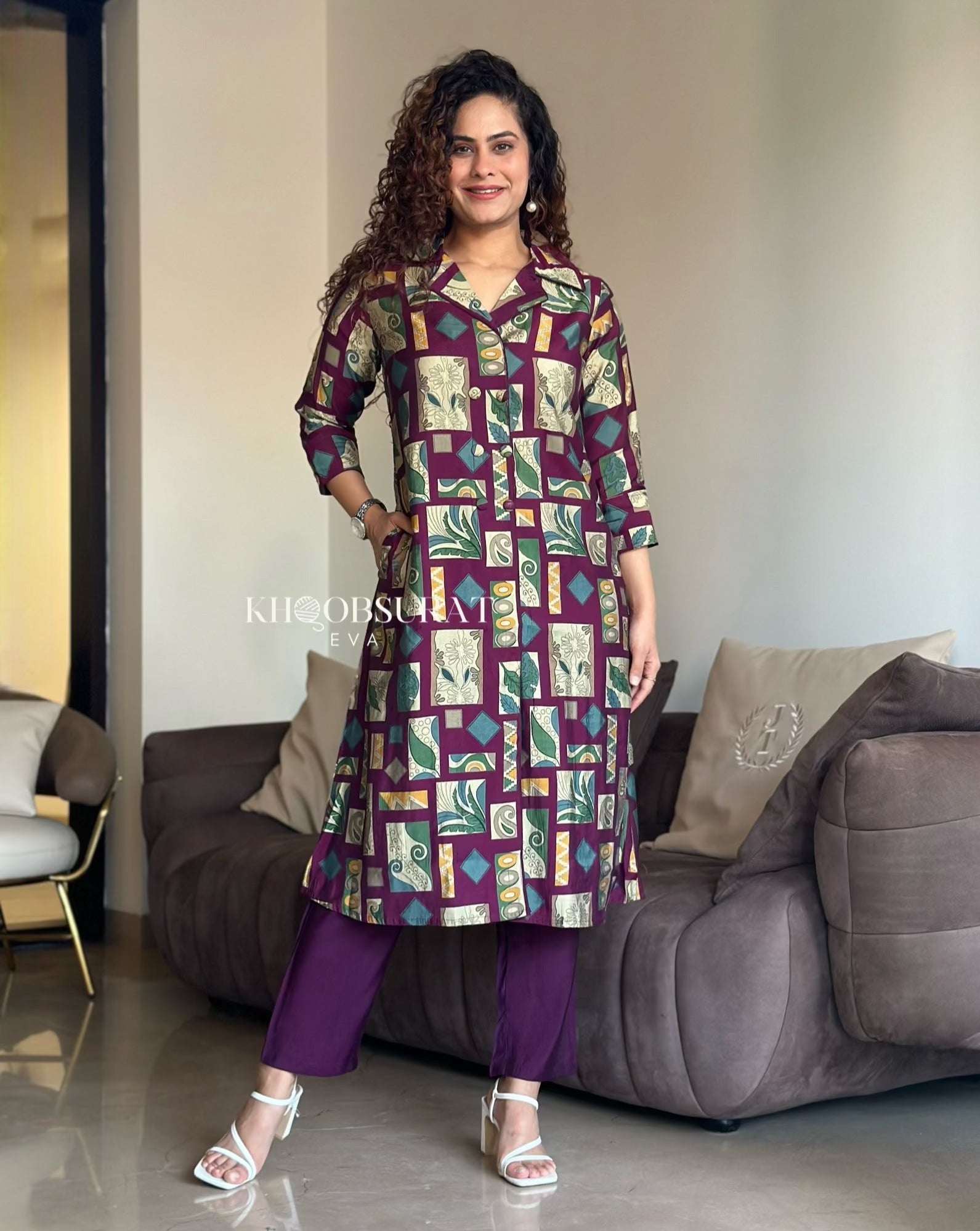 Queendom Maroon Kurta Set - Traditional Indian Ethnic Wear for Women, Perfect for Festivals, Weddings & Casual Outings