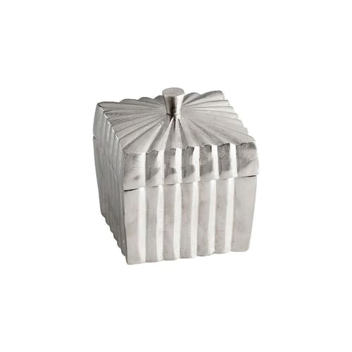 Cyan Design 09948 Square Buckingham Aluminum Decorative Centerpiece - 6.5'' Tall Silver Finish for Home, Office & Wedding Decor | Perfect for Table Centerpieces, Mantel Displays & Event Decorations