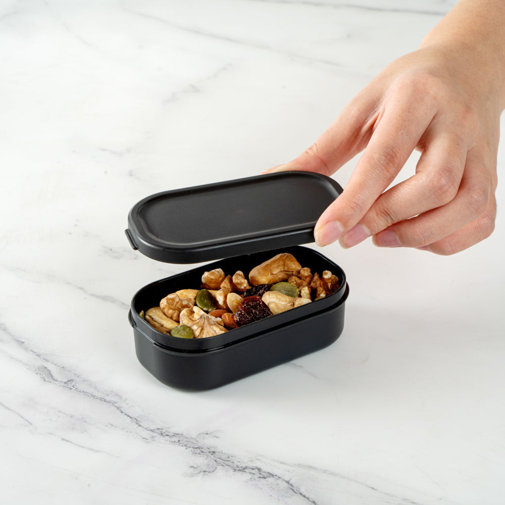Bento Tek 3 oz Black Buddha Box - 4 Pack Reusable Snack & Sauce Containers with Lids - Perfect for Lunch Box, Meal Prep, Picnics & On-the-Go (3.75