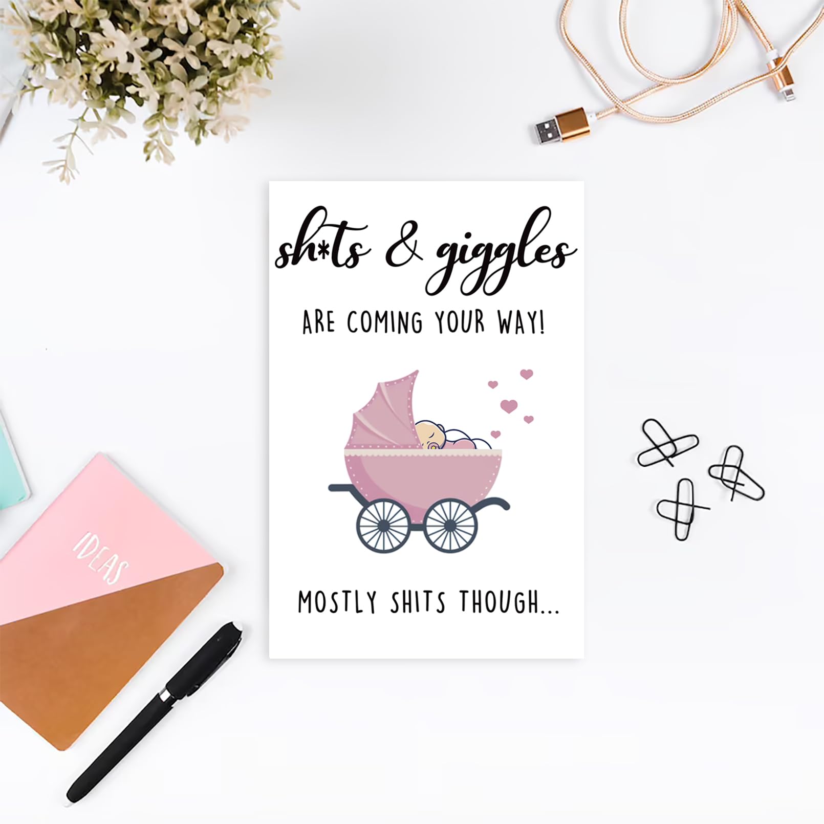 Ziwenhu Adorable Baby Shower Card for New Parents - Cute Congratulations Card for Baby Girl or Boy - Perfect Newborn Gift for Friends & Family - Ideal for Birth Announcements & Welcoming Parties