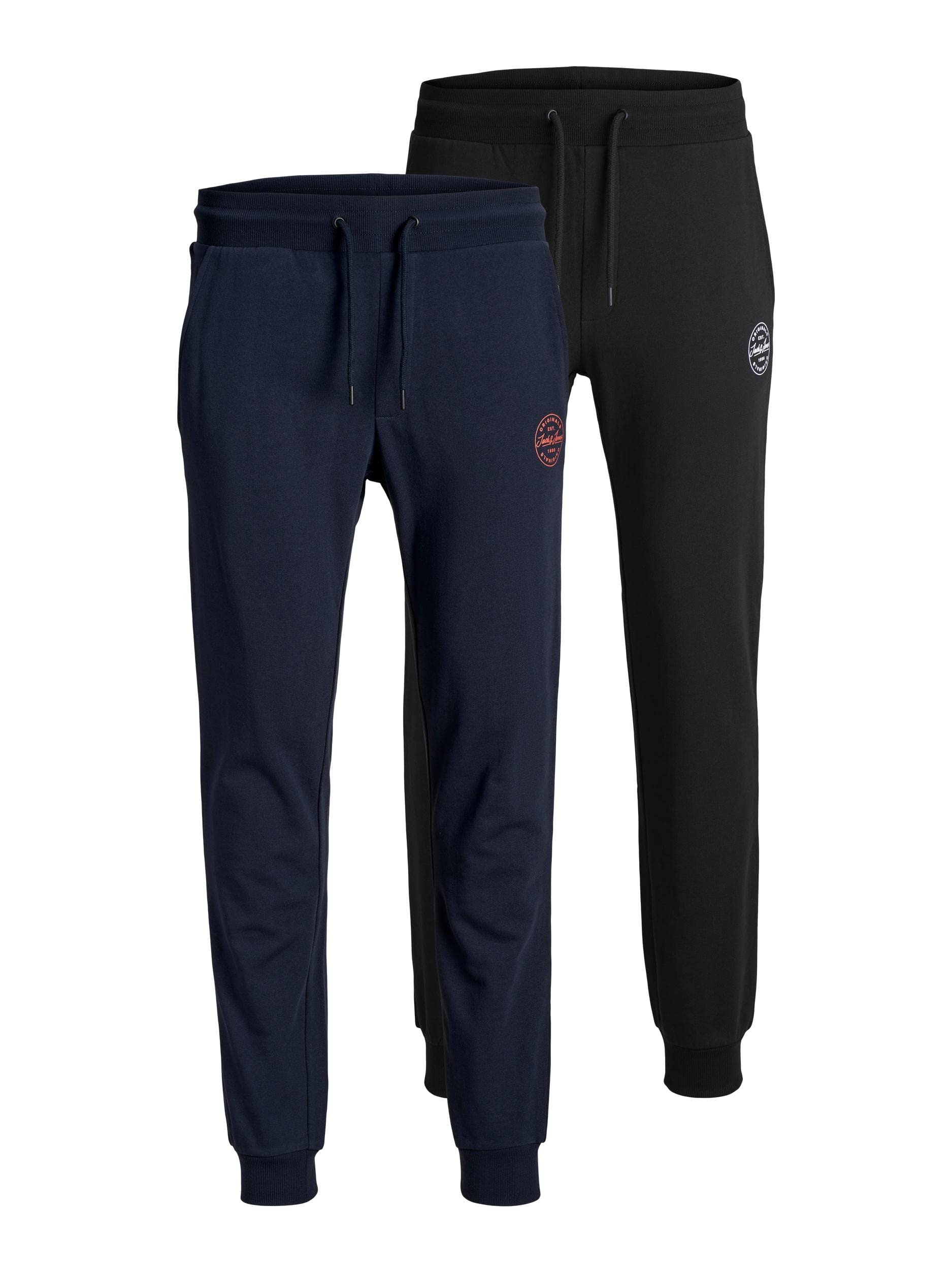 **JACK & JONES Men's Jjigordon Jjshark Sweatpants 2-Pack - Comfortable Casual Joggers for Gym, Lounge & Everyday Wear**