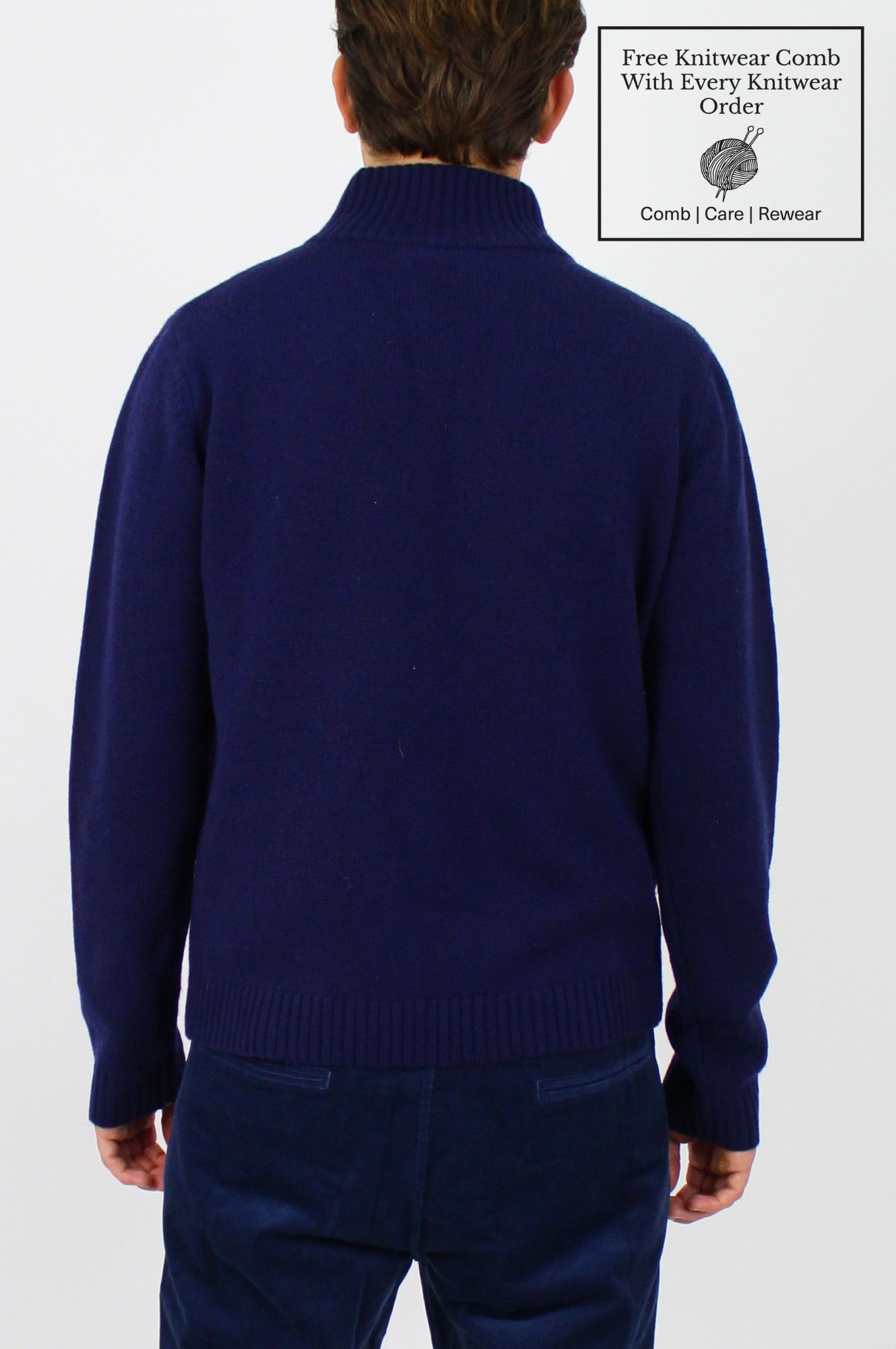 Premium Merino Wool Men's Quarter Zip Sweater - Soft & Breathable Navy/Grey Pullover for Outdoor Hiking & Casual Winter Wear
