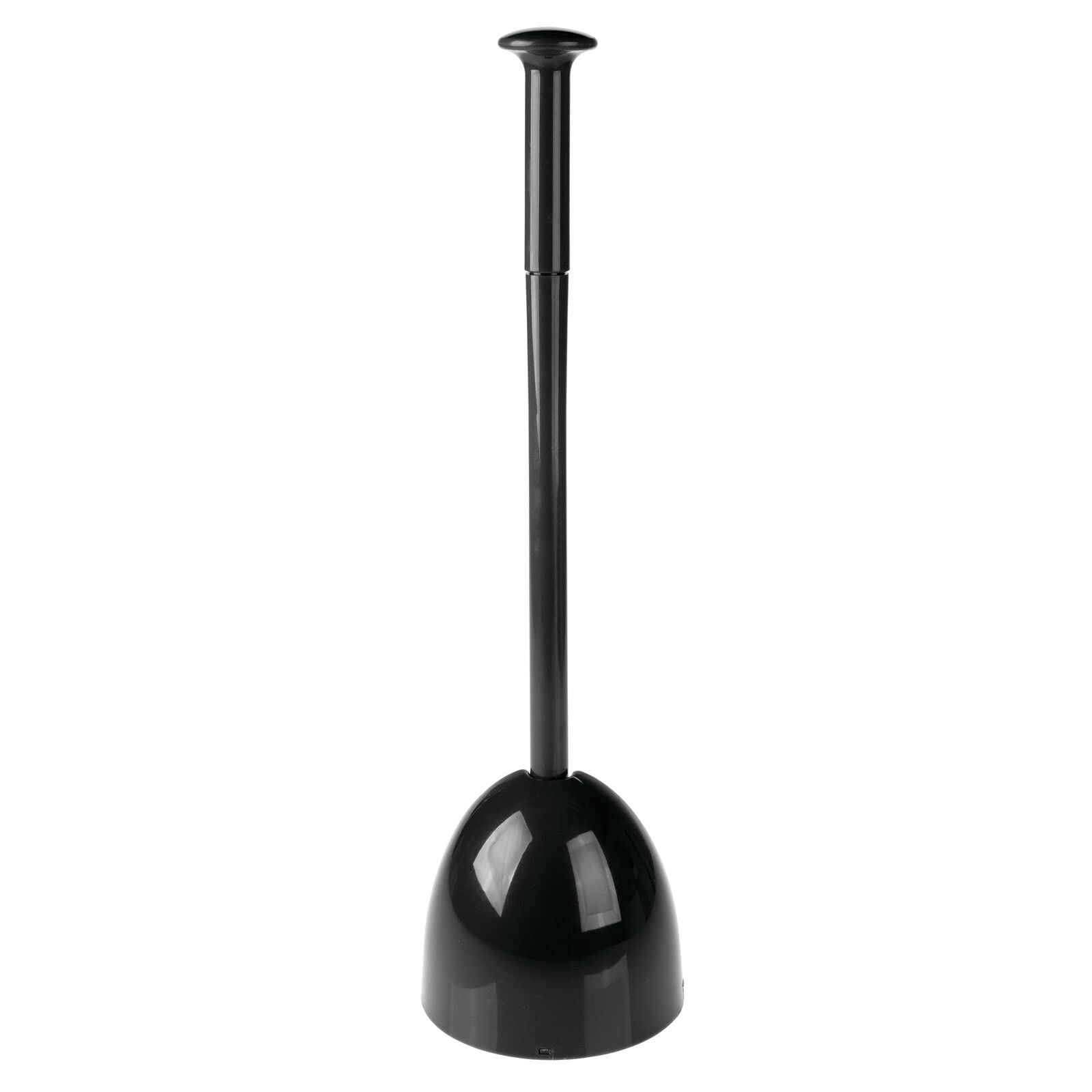 mDesign Heavy Duty Plastic Freestanding Hideaway Toilet Plunger with Holder Set - Space Saving Bathroom Cleaning Tool for Toilet Clogs - Black Aura Collection - Perfect for Small Bathrooms, Apartments & RVs