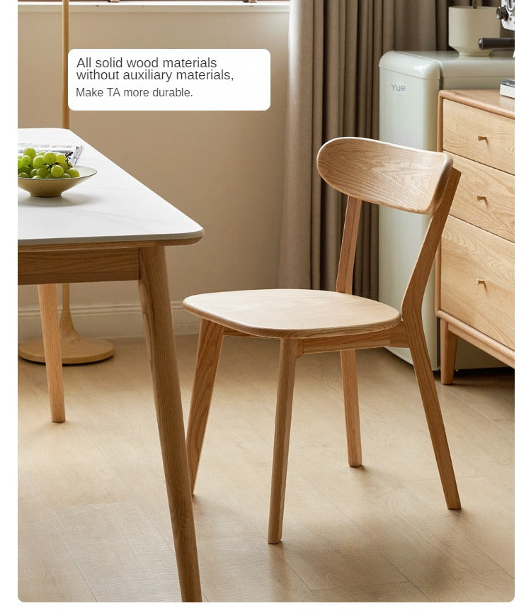 Solid Wood Dining Chair with Curved Backrest - Oak, Cherry, Beech Wood Options - Perfect for Kitchen, Dining Room & Restaurant Seating