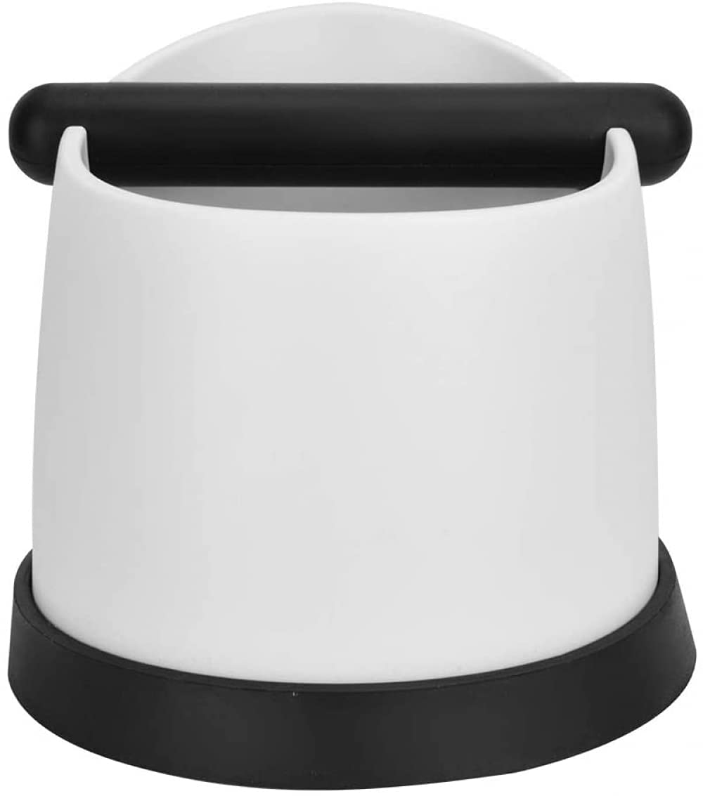 Qiuqiu Coffee Knock Box - Stainless Steel Coffee Grounds Dump Bin for Espresso Bar, Home & Office Use - White