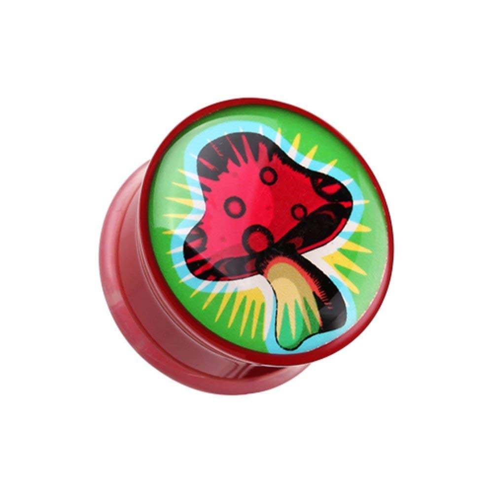 Psychedelic Mushroom Ear Gauge Plug - Gothic Jewelry for Piercings