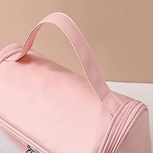 Premium Travel Makeup Organizer Set - 2 Pack Large Cosmetic Bags with Hook for Women | Waterproof Multi-Functional Toiletry Pouch for Vacation, Gym & Daily Use (Pink & White)
