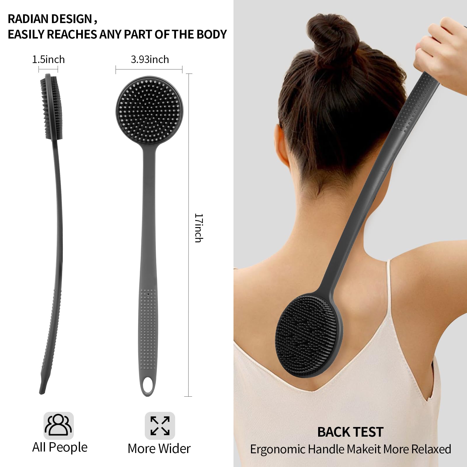 VWMYQ Back Scratcher - 2025 New Full Body Scratcher with Dual Scratch Surfaces, Back Massager & Scalp Massager & Exfoliator - Long Handle Backscratcher for Men & Women - Perfect for Home, Office, Travel and Gift Giving
