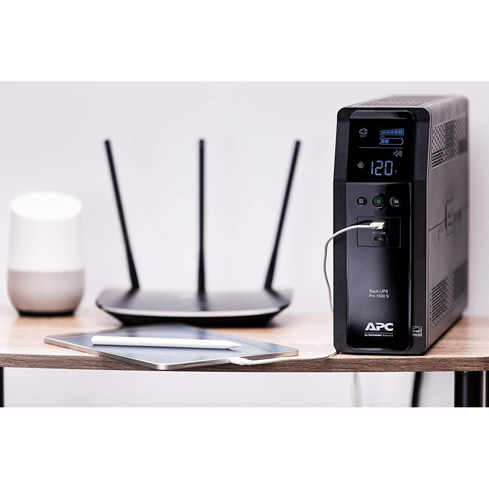 APC Back UPS Pro 1500VA Uninterruptible Power Supply (UPS) - BR1500MS2 - Battery Backup for Home & Office Electronics, Computers & Network Equipment