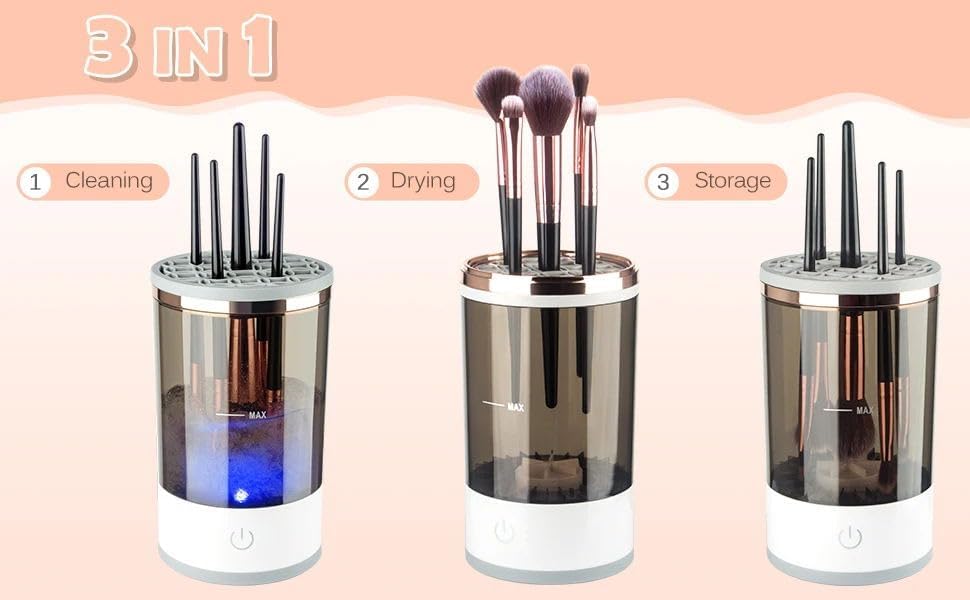 Electric Makeup Brush Cleaner Machine - Automatic Spinning Deep Cleaning for Cosmetic & Painting Brushes | USB Powered | Compatible with All Brush Sizes | Perfect for Home, Salon & Travel Use