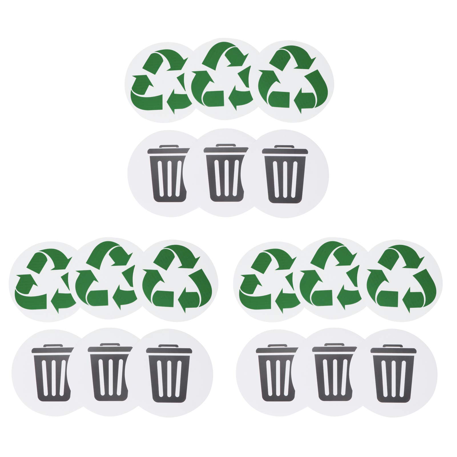 18 Pcs Self-Adhesive Bin Stickers - 9 Trash Can Signs & 9 Recyclable Labels for Waste Sorting | Perfect for Home, Office & Public Recycling Bins