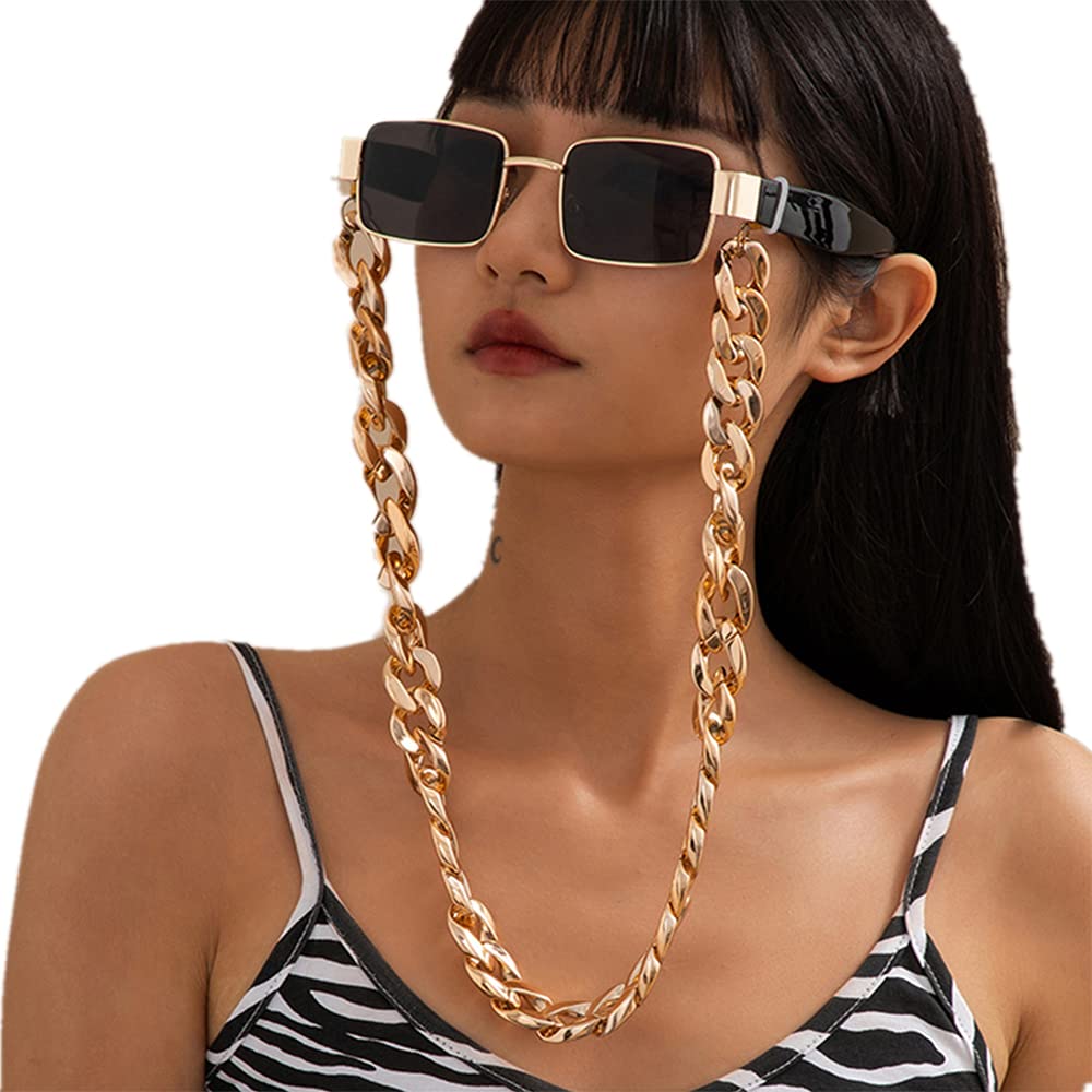 Stylish Gothic Cuban Link Eyeglass Chain - Lightweight Sunglasses Holder for Women & Men - Perfect for Reading Glasses, Sunglasses & Fashion Accessories (Office, Driving, Outdoor Activities)