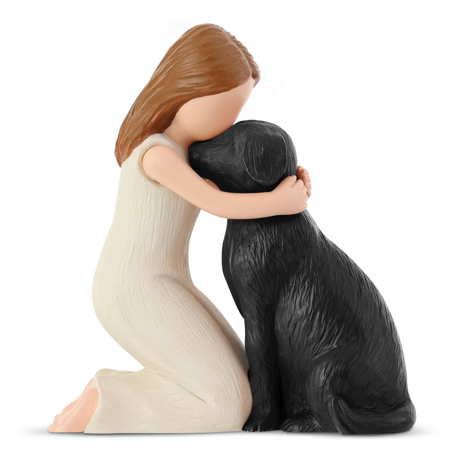 Hand-Painted Black Dog Figurine - Memorial Statue for Dog Lovers, Friendship & Remembrance Gift, Angel Dog Sculpture for Home Decor, Pet Loss Comfort, and Shelf Display