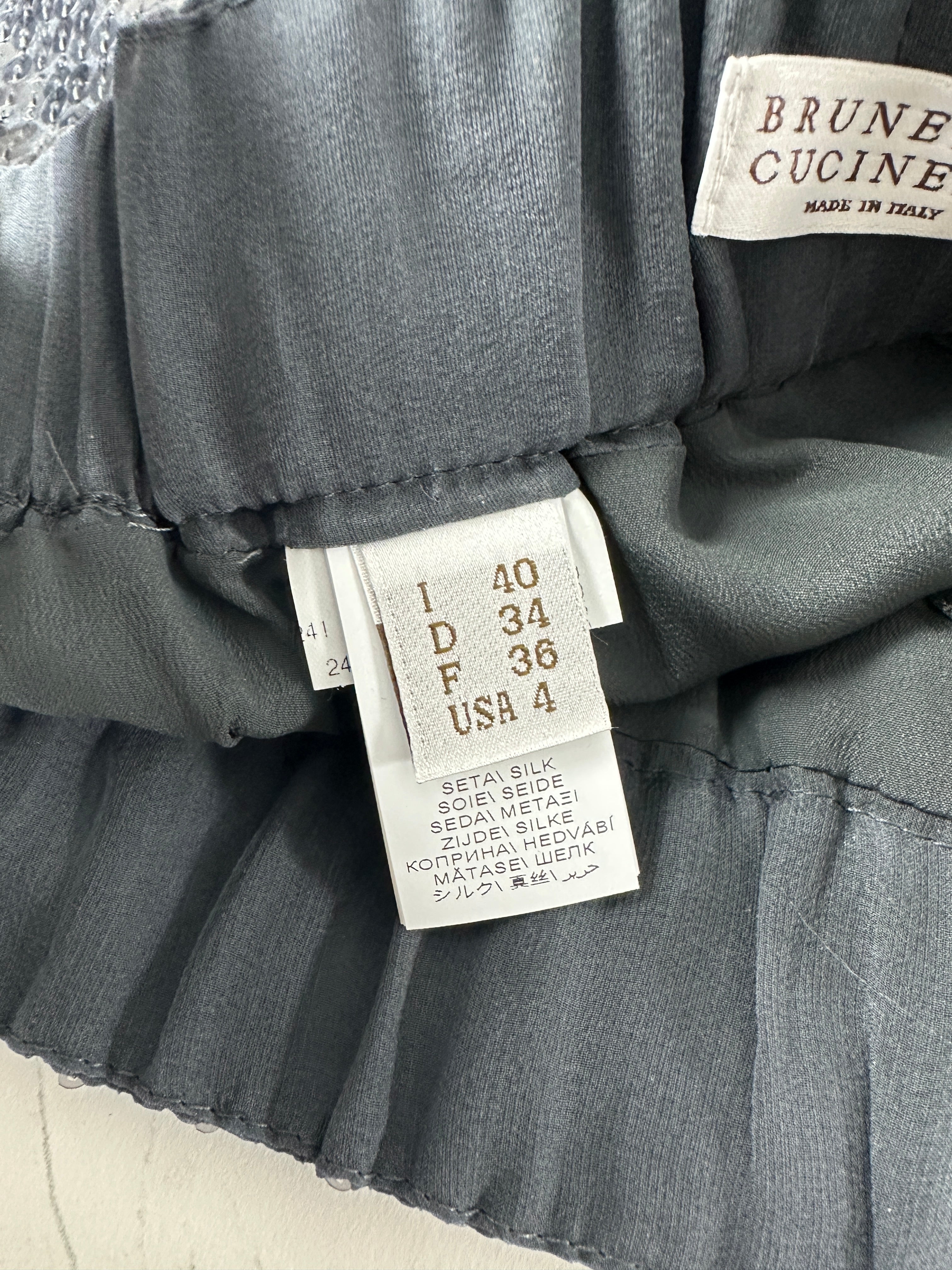Brunello Cucinelli Grey Long Sequin Silk Cargo Skirt for Women - Size S (4/6) | Elegant Party Wear & Evening Outfits for Special Occasions