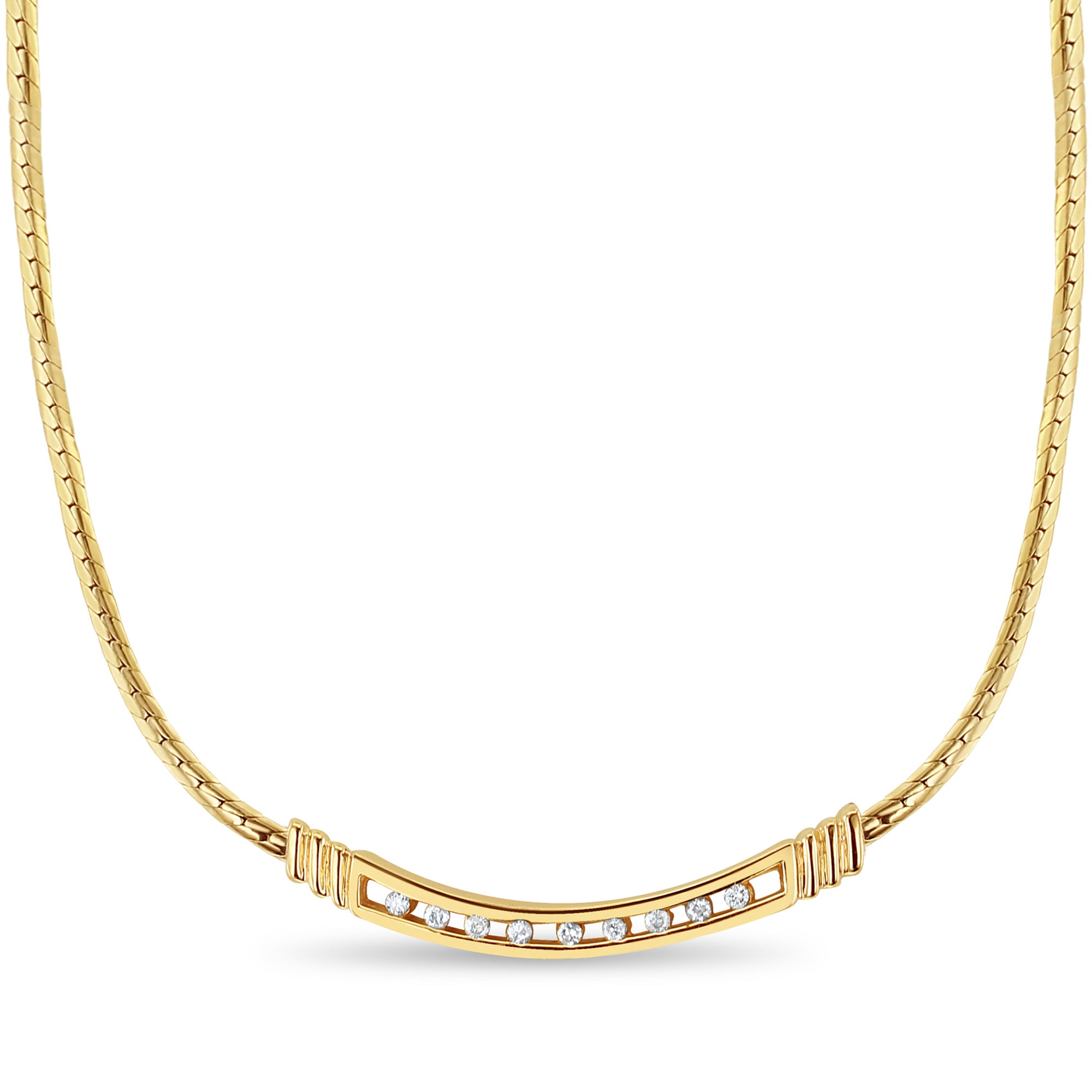 14k Yellow Gold Tension Set Diamond Bar Necklace for Women - Elegant Everyday Jewelry & Perfect Gift for Birthdays, Anniversaries