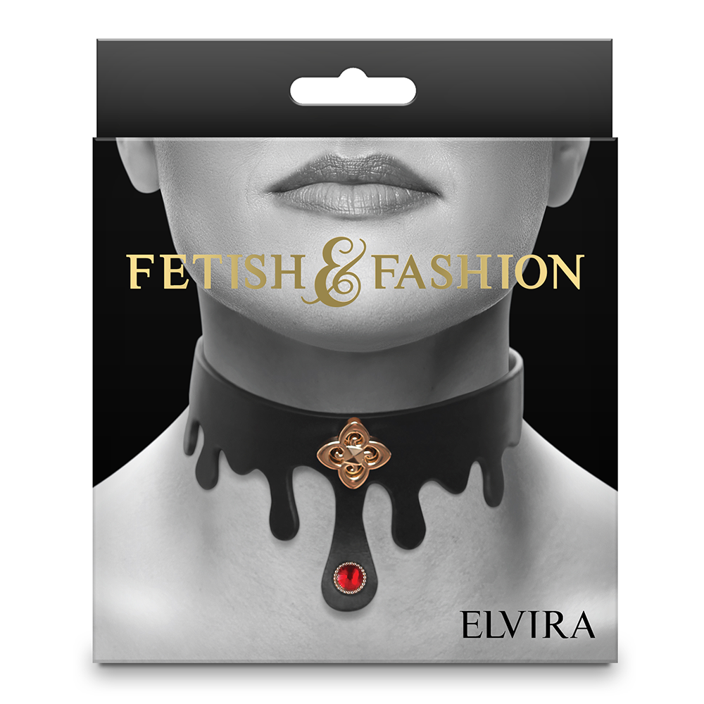 Elvira Faux Leather Drip Choker Necklace - Gothic Punk Fashion Accessory for Women - Perfect for Halloween, Cosplay & Alternative Style Outfits