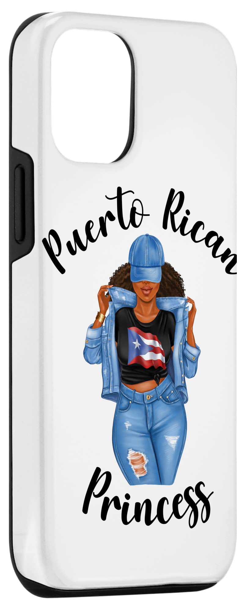 iPhone 12/12 Pro Case - Puerto Rico Black Afro Princess Design - Patriotic Proud Wife & Teen Phone Cover - Perfect for School, Work & Everyday Use