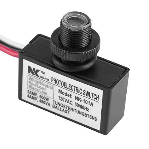Outdoor Hard-Wired Post Eye Light Control with Photocell Sensor - 120V AC Dusk to Dawn Automatic On/Off Photoelectric Switch for Lighting Fixtures - Perfect for Garden, Pathway, and Security Lighting