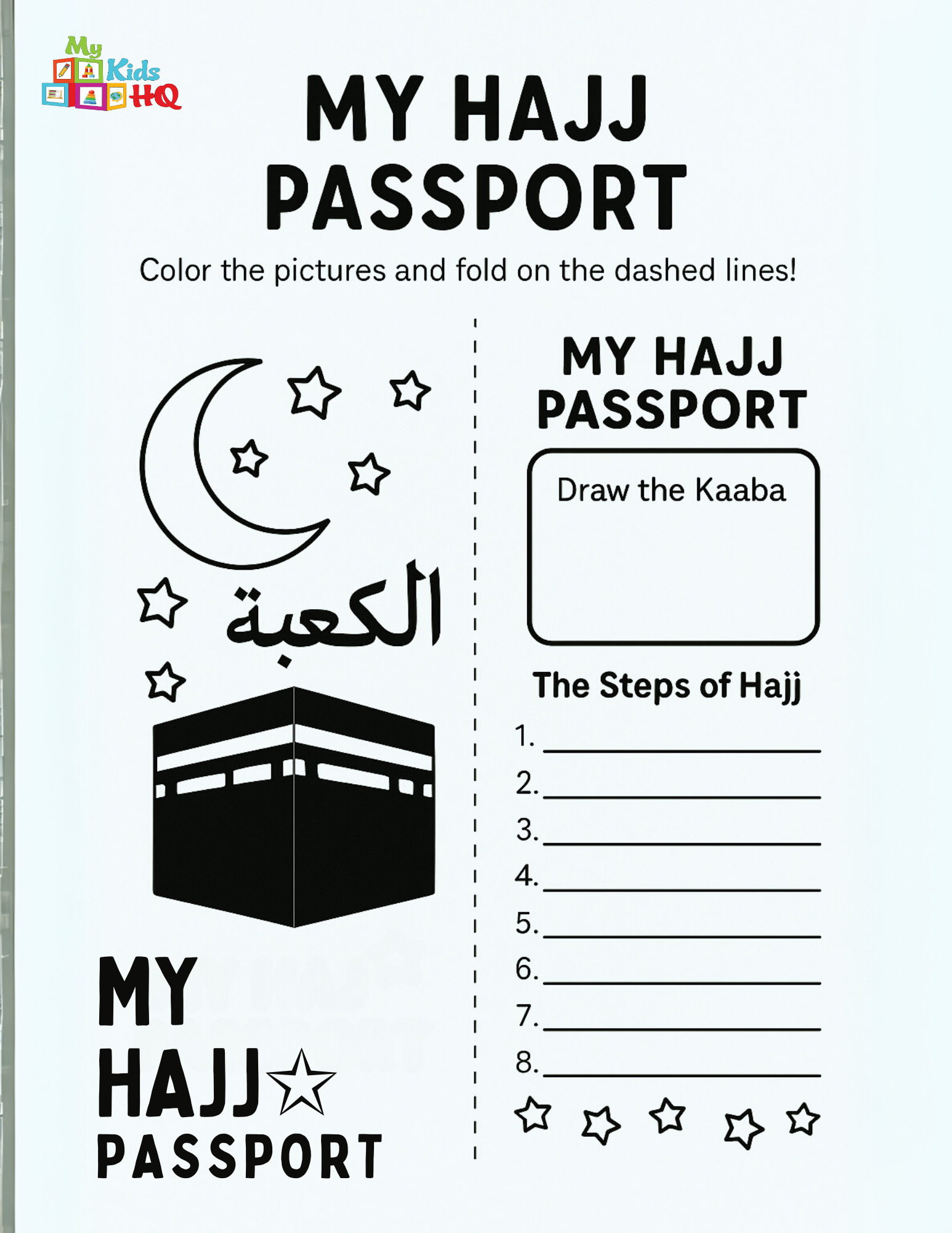 My Hajj Passport - Free Printable Islamic Activity Book for Kids Ages 7-9 | Educational Ramadan & Eid Craft for Muslim Children