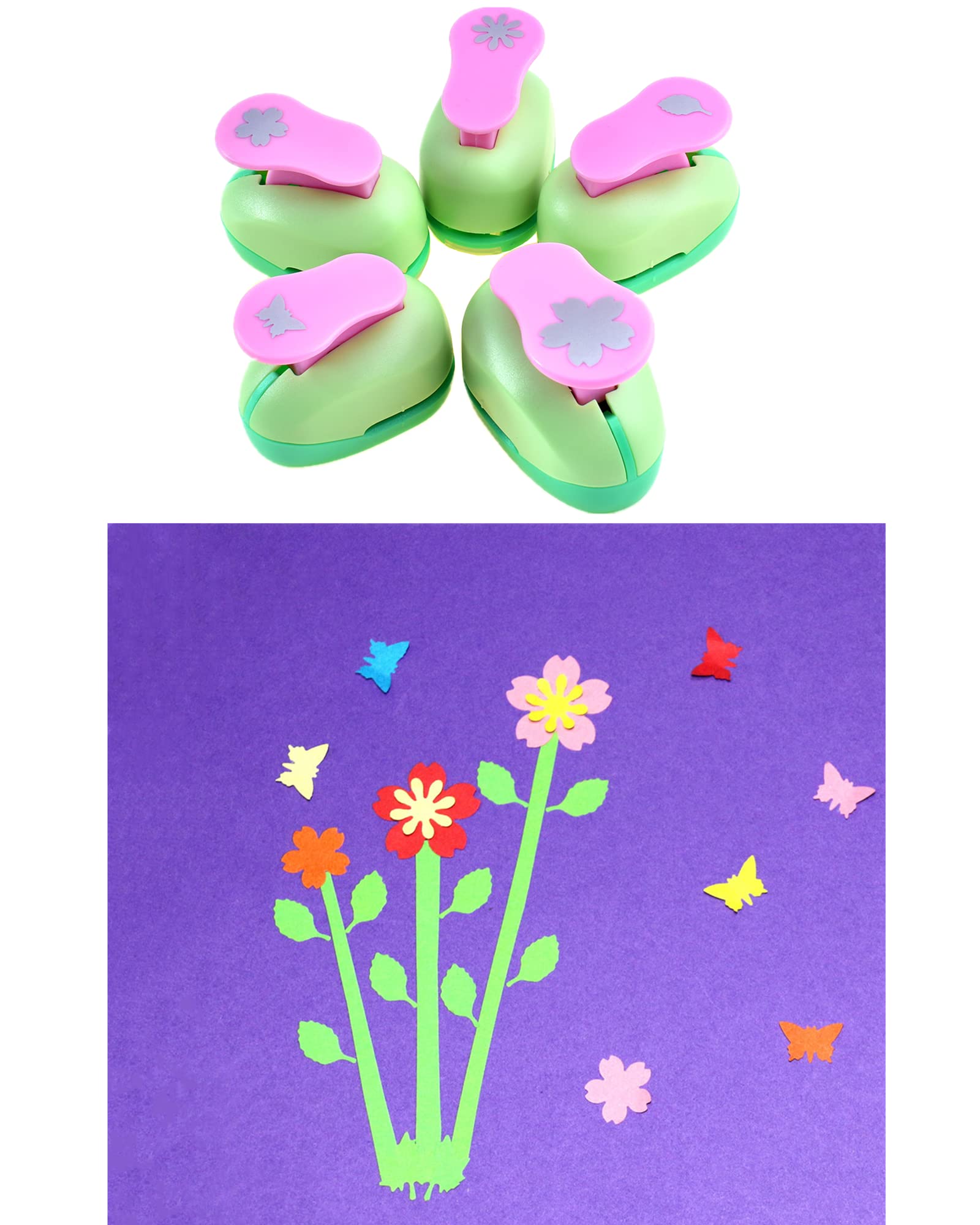 5-in-1 Craft Punch Set for Scrapbooking - Flower, Leaf, Butterfly Paper Punches (Pack of 5) | Perfect for DIY Cards, Journals, and Home Decor Projects