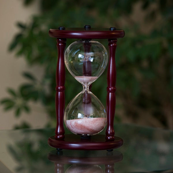 60 Minute Cherry Hourglass Timer with White or Swirled Natural Sand - Perfect for Board Games, Meditation & Classroom Activities
