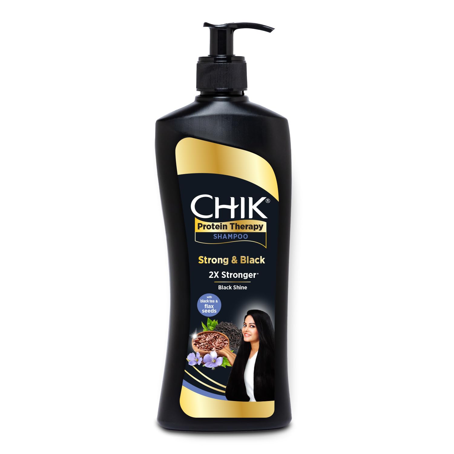 Chik Protein Therapy Shampoo for Stronger Black Hair - Flaxseed & Black Tea Infused Hair Growth Treatment (340ml) - Perfect for Damaged Hair Repair & Daily Nourishment