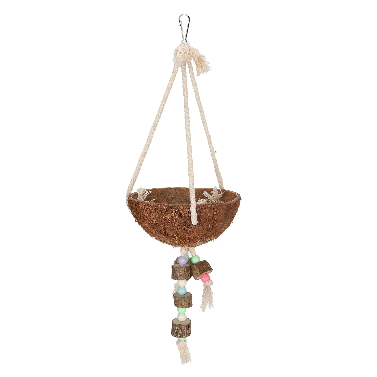 Evonecy Natural Coconut Shell Bird Cage - Hanging Swing & Chew Toy for Parakeets, Canaries, Small Birds | Perfect for Home, Garden & Aviary Decor | Durable Bird Accessory for Play & Exercise