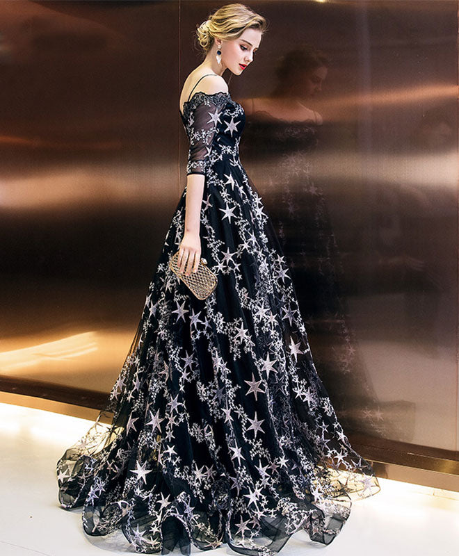 Elegant Black Long Prom Dress for Women - Formal Evening Gown for Homecoming, Ball, and Special Occasions