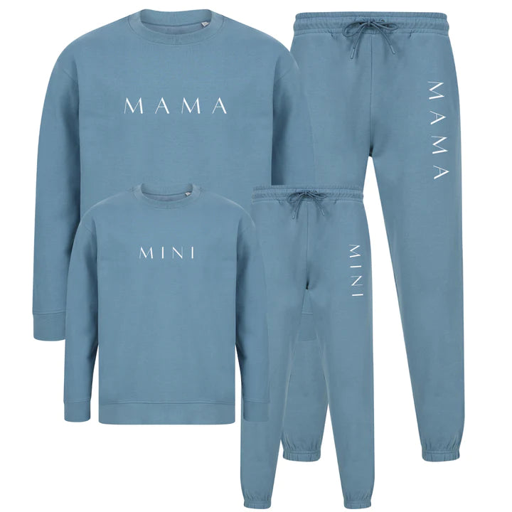 CLR Lounge Mama & Mini Matching Sweatshirt & Jogger Sets - Stone Blue | Mother Daughter Outfits | Casual Wear, Family Photos, Mommy & Me Matching Outfits